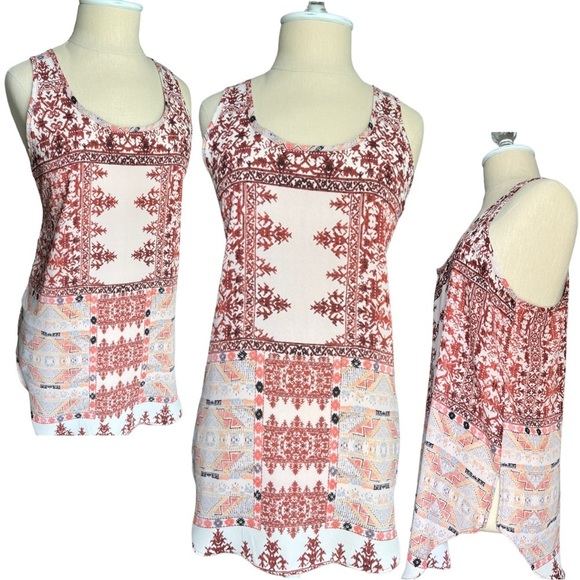 Mossimo Supply Co. Dresses & Skirts - 𝅺Mossimo Supply Co. Sleeveless Racerback Sheer Aztec Print Tunic Top Medium